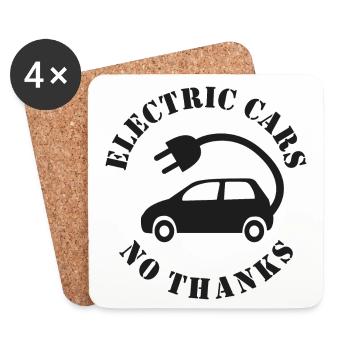 Electric Cars No Thanks - Coasters (set of 4) - white - Front
