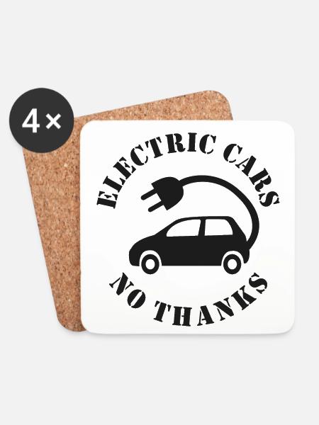 Electric Cars No Thanks - Coasters (set of 4) - white