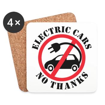 Electric Cars No Thanks - Coasters (set of 4) - white - Front