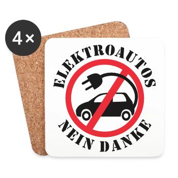 Elektroautos Nein danke - Untersetzer (4er-Set) - Weiß - Vorne