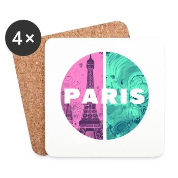 Paris Skyline Eiffel Tower France City Circle - Coasters (set of 4) - white - Front