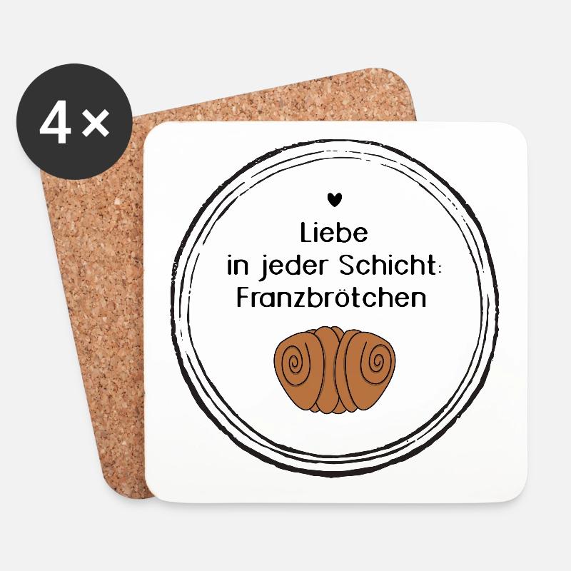 Franzbrötchen Liebe I Liebe in jeder Schicht - Untersetzer (4er-Set) - Weiß