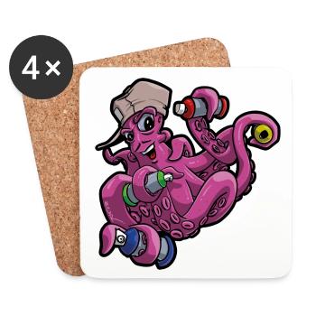 🐙 Graffiti Octopus. Cool motif, character style - Coasters (set of 4) - white - Front