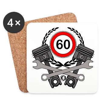 60. Geburtstag ,60 Jahre ,Garage,Schrauber KFZ(25) - Untersetzer (4er-Set) - Weiß - Vorne