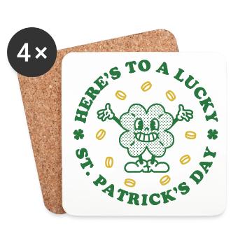 Auf einen glücklichen St. Patrick's Day - Untersetzer (4er-Set) - Weiß - Vorne