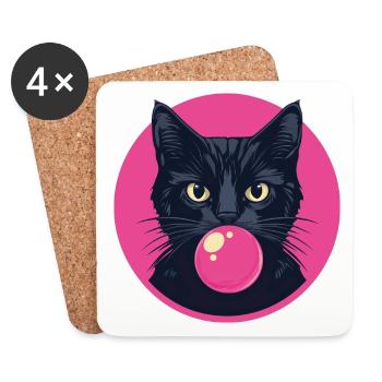 Chewing-gum pour chat - Dessous de verre (lot de 4) - blanc - Devant