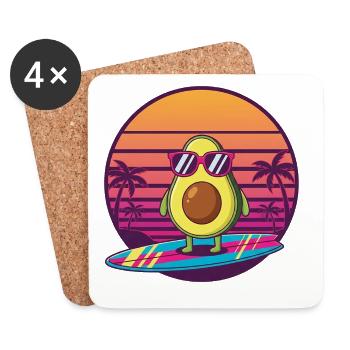 Coucher de soleil des années 80 en avocat - Dessous de verre (lot de 4) - blanc - Devant