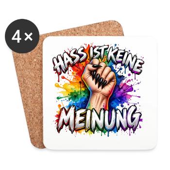 Hass ist keine Meinung! - Untersetzer (4er-Set) - Weiß - Vorne