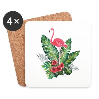 Tropical flamingo - Coasters (set of 4) - white - Front