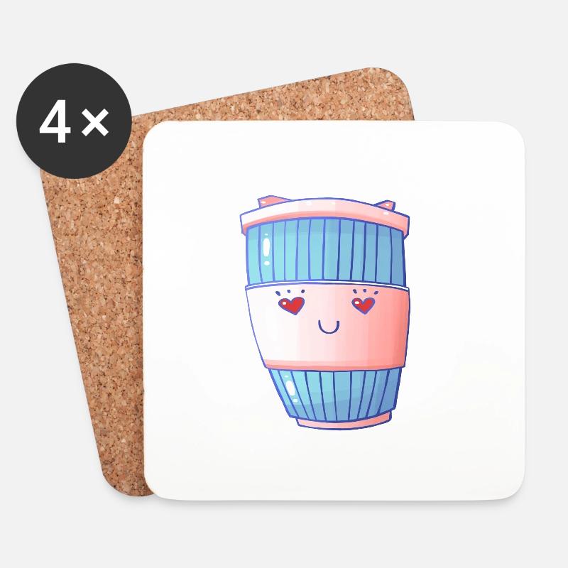 i love coffee, cute coffee cup - Untersetzer (4er-Set) - Weiß