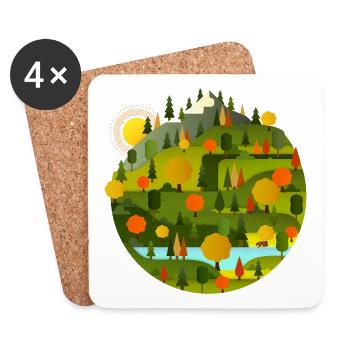 Grüner Planet (Landschaft) - Untersetzer (4er-Set) - Weiß - Vorne