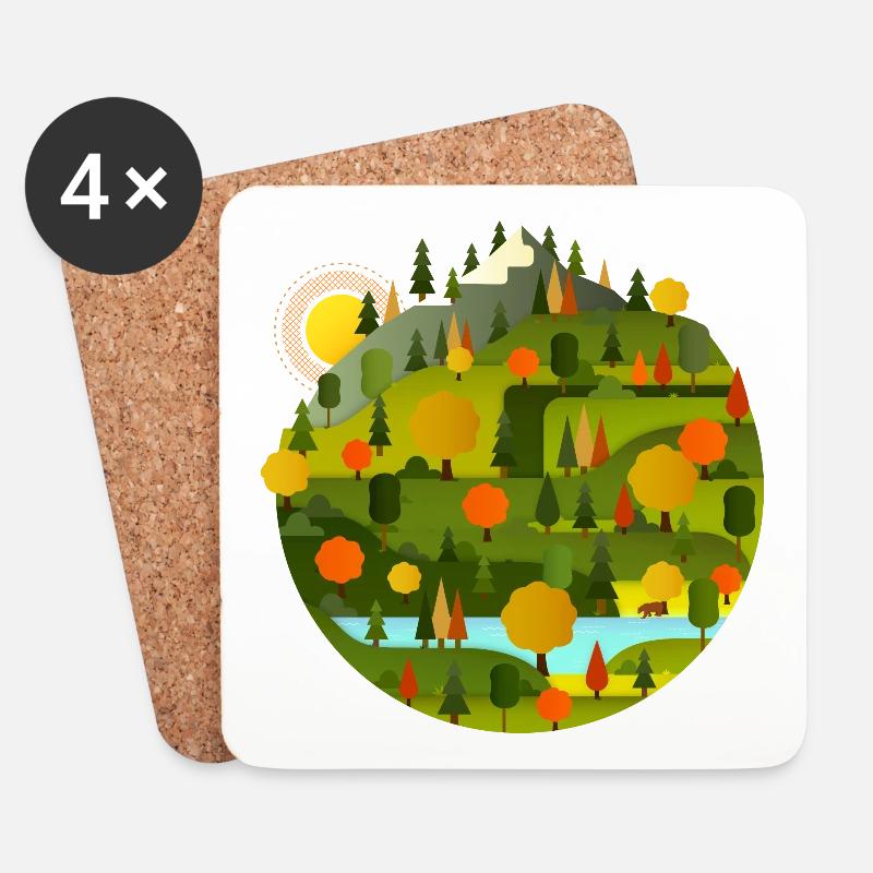 Grüner Planet (Landschaft) - Untersetzer (4er-Set) - Weiß