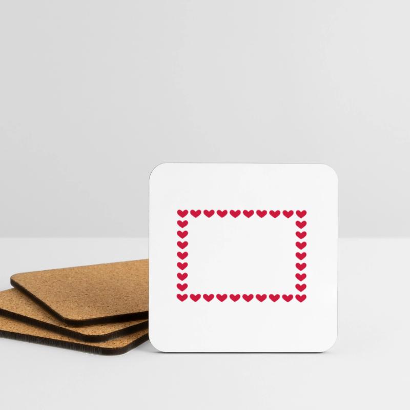 Rectangle frame box heart customizable red Coasters (set of 4)