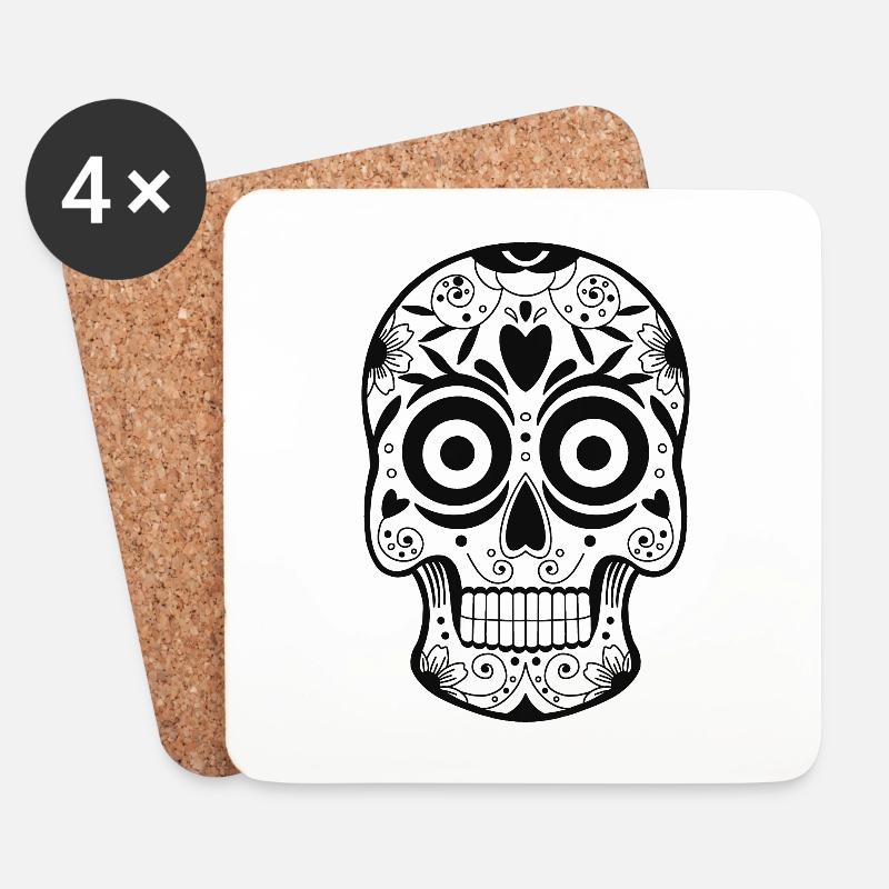 Mexikanischer Schädel - Untersetzer (4er-Set) - Weiß