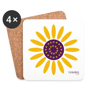 Sonnenblume - Untersetzer (4er-Set) - Weiß - Vorne