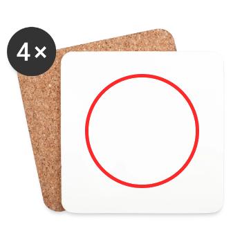 Cercle anneau forme symbole rouge - Dessous de verre (lot de 4) - blanc - Devant