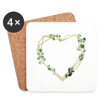 Heart geometrically floral customizable - Coasters (set of 4) - white - Front