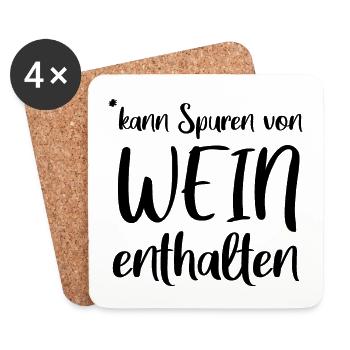 kann Spuren von Wein enthalten - Untersetzer (4er-Set) - Weiß - Vorne