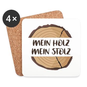 Mein Holz / Mein Stolz - Geschenkidee - Untersetzer (4er-Set) - Weiß - Vorne