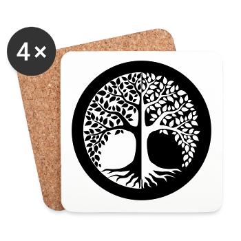 Yin yang Lebensbaum | Tree of Life Symbol - Untersetzer (4er-Set) - Weiß - Vorne