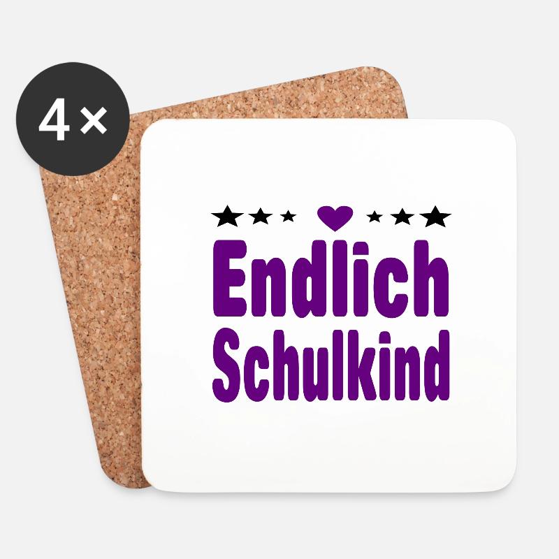 Endlich Schulkind Einschulung Erstklässler Mädchen - Untersetzer (4er-Set) - Weiß