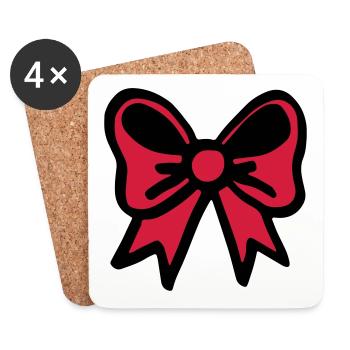 Bow red / bow red - bow tie - celebration - Coasters (set of 4) - white - Front