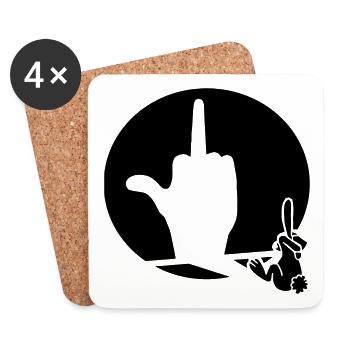Rabbit shadow (customizable color) - Coasters (set of 4) - white - Front
