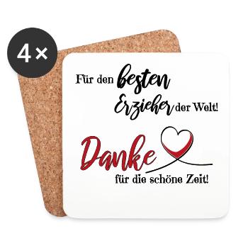Bester Erzieher der Welt! Danke! - Untersetzer (4er-Set) - Weiß - Vorne