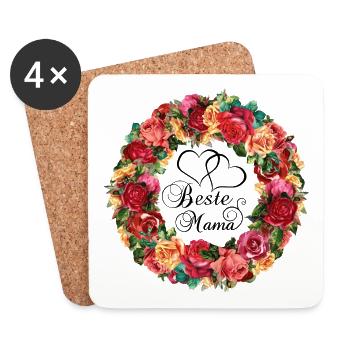 Best mom heart flowers roses mothers day gift - Coasters (set of 4) - white - Front