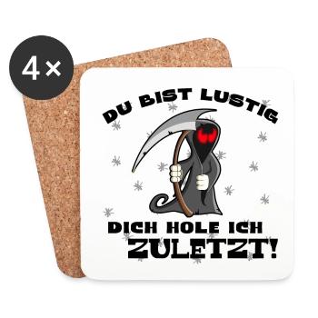 Sensenmann, Metall, Tod, Du bist lustig Funshirt - Untersetzer (4er-Set) - Weiß - Vorne
