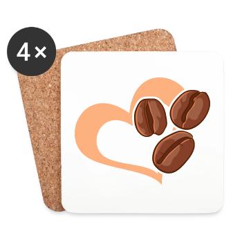 Kaffeebohne Herz Café Kaffee - Untersetzer (4er-Set) - Weiß - Vorne