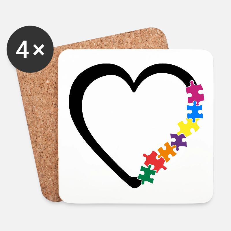Autismus Bewusstsein Herz Bunte Puzzleteile - Untersetzer (4er-Set) - Weiß