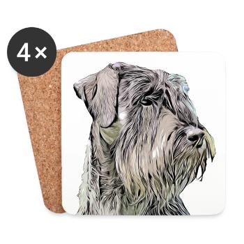 Tête de chien de cochons géants Dessin animé rétro design - Dessous de verre (lot de 4) - blanc - Devant