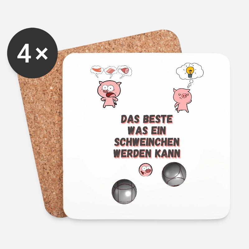 Boule schweinchen - Untersetzer (4er-Set) - Weiß