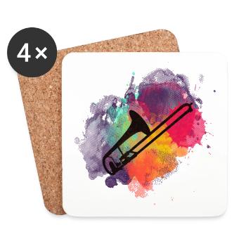 Trombone wind music - stylish design for musicians - Coasters (set of 4) - white - Front