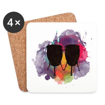 Tambours Conga coloré - Design pour les musiciens - Dessous de verre (lot de 4) - blanc - Devant