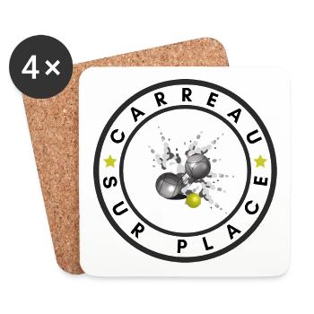 boule logo carreau sur place jaune - Dessous de verre (lot de 4) - blanc - Devant