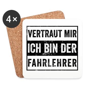 Fahrlehrer Fahrschullehrer Führerschein Geschenk - Untersetzer (4er-Set) - Weiß - Vorne