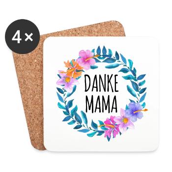 Thank you mom flower wreath birthday Mother's Day - Coasters (set of 4) - white - Front
