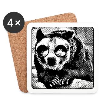 Bär mit Brille (DDP, Halftone Render) - Untersetzer (4er-Set) - Weiß - Vorne