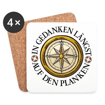 Windrose Kompass mit Seglerspruch - Untersetzer (4er-Set) - Weiß - Vorne