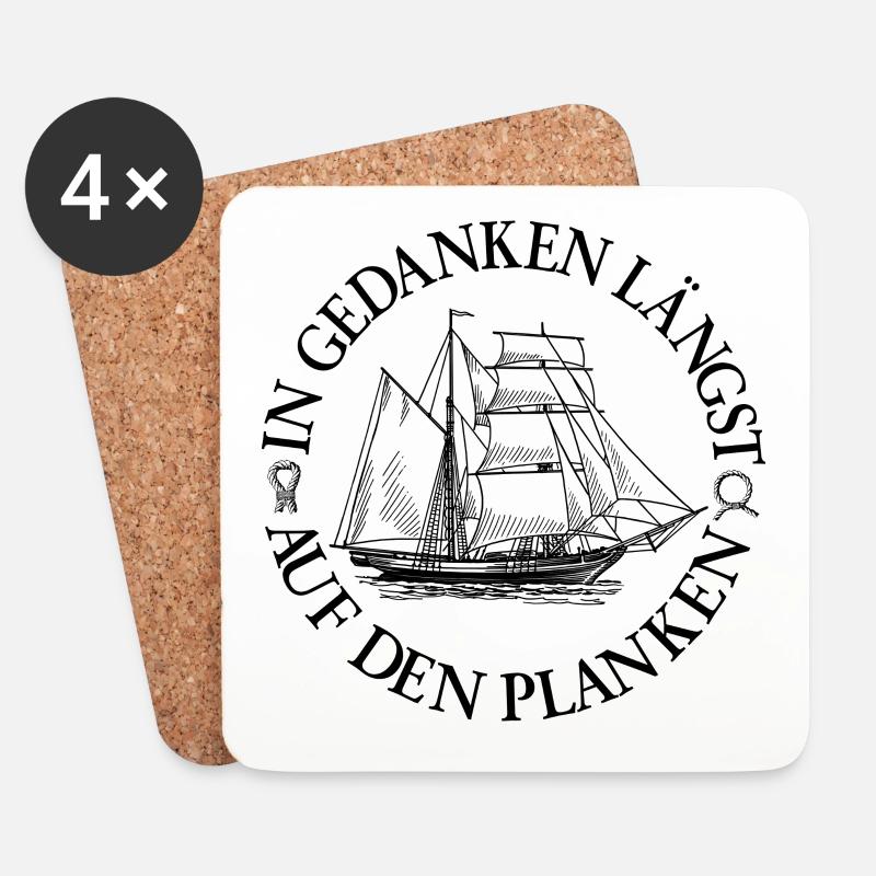 Segelschiff mit Seglerspruch - Untersetzer (4er-Set) - Weiß