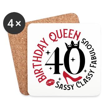 40 Geburtstag Queen Sassy Classy Fabelhaft - Untersetzer (4er-Set) - Weiß - Vorne