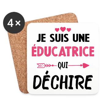 Je Suis Une Éducatrice Qui Déchire - Dessous de verre (lot de 4) - blanc - Devant