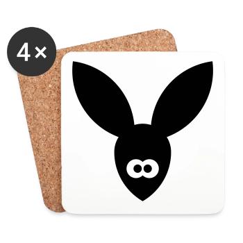 Icône lapin / Lièvre / Lièvre / Liebre / Lepre - Dessous de verre (lot de 4) - blanc - Devant