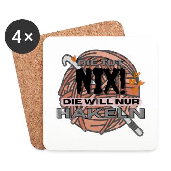 Die Tut Nix Die Will Nur Häkeln Orange lustig - Untersetzer (4er-Set) - Weiß - Vorne