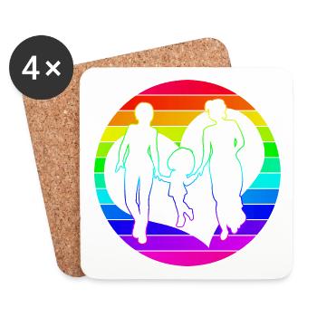 Regenbogenfamilie Mama & Mama Oma & Oma Herz - Untersetzer (4er-Set) - Weiß - Vorne