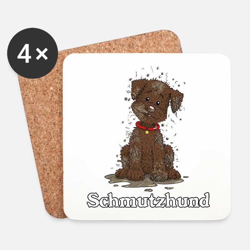 Schmutzhund2 3 - Untersetzer (4er-Set) - Weiß