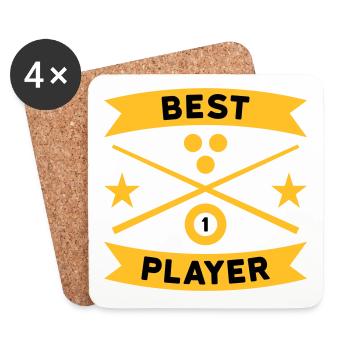 Best billiard player, Billardqueues, Billardkugeln - Untersetzer (4er-Set) - Weiß - Vorne