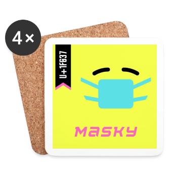 Emoji Day 2022 - Emoji Masky - Design A - Coasters (set of 4) - white - Front